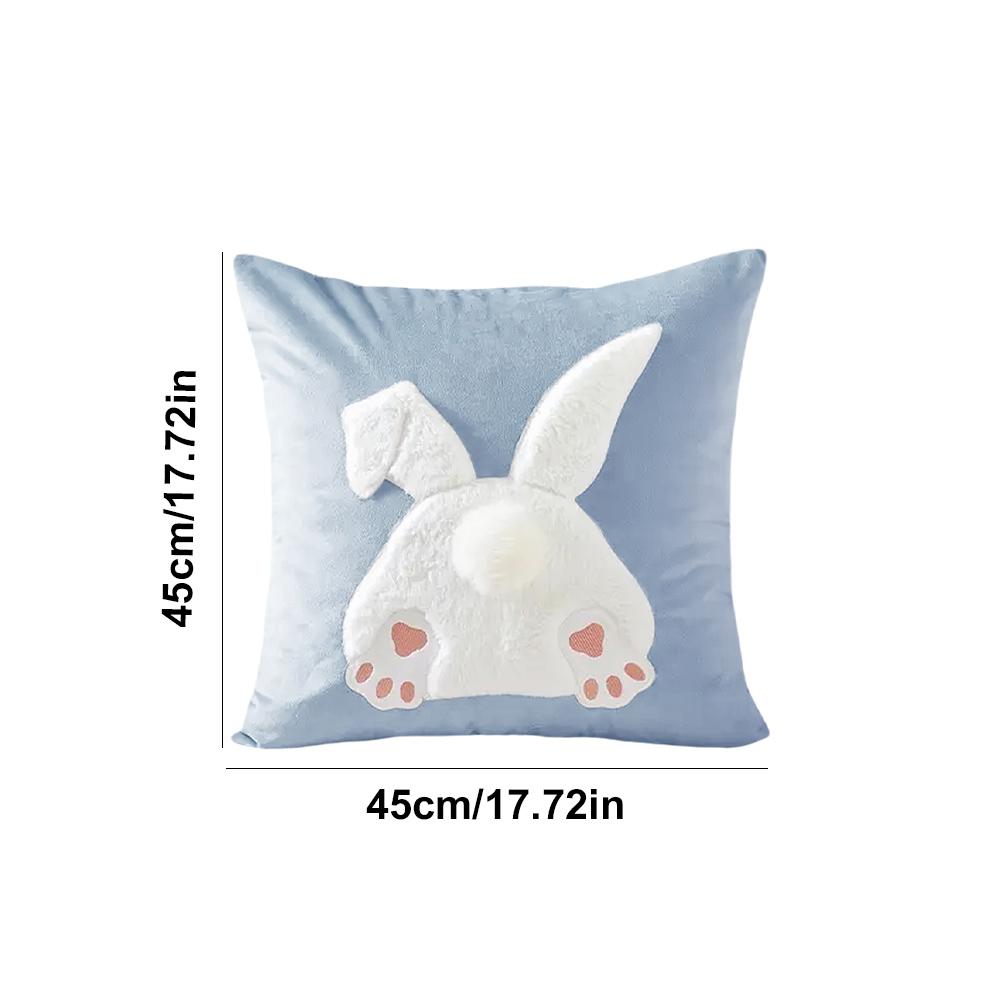Easter Bunny Pillow Cover 45x45cm Plush Rabbit Pillow Case Happy Easter Decoration Pillowcase for Home Decor Sofa Cushion Cover