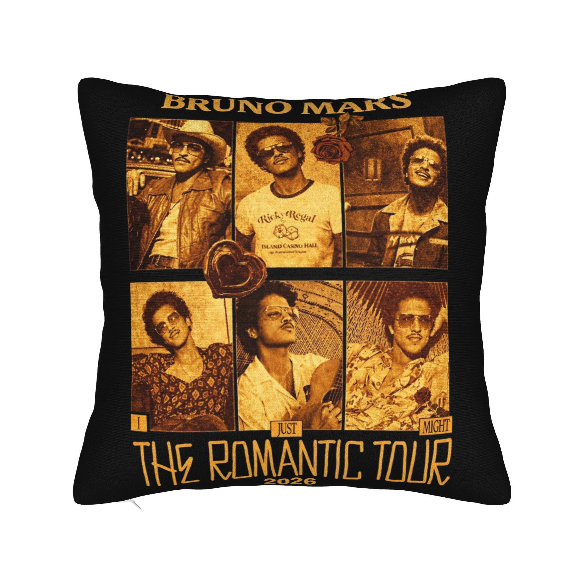 Y2K Bedroom Bruno Mars The Romantic Tour 2026 Decor Pillowcases Accessories Pillow Cover Square Multiple Sizes 12x12in 30X30cm
