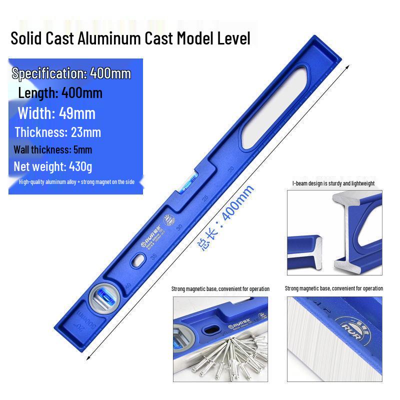 High Precision Solid Cast Aluminum Magnetic Spirit Level for Wall Tile Decoration