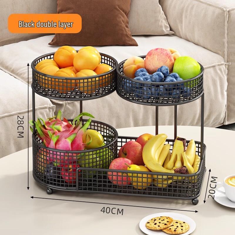 Металлическая двухъярусная корзина для фруктов и закусок Jing Yu Heng