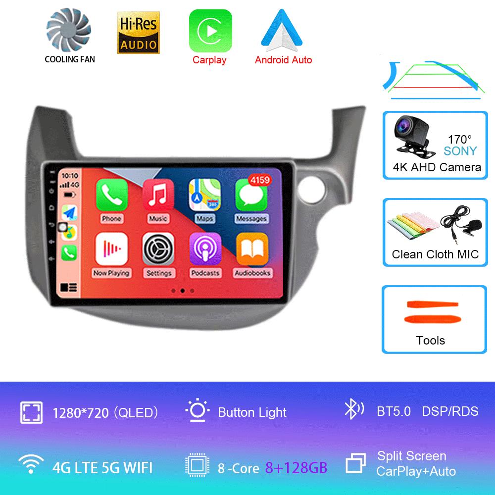 Car Radio Android 14 Carplay For HONDA FIT JAZZ 2007 - 2013 Navigation Multimedia Player Stereo 5gWiFi+4G BT DVD Head Unit Auto