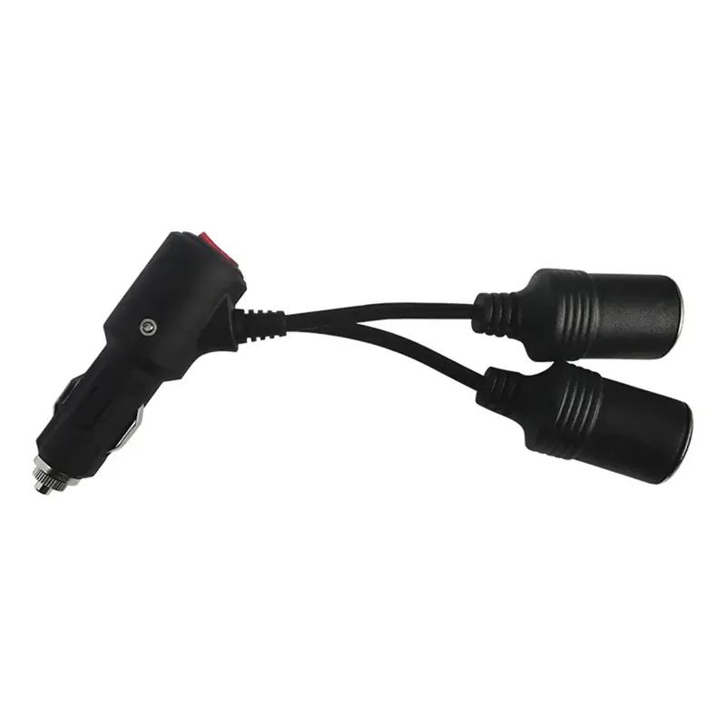 12/24V 2-in-1 Auto-Netzteil Verteileradapter mit Ein/Aus-Schalter 1 Stecker auf 2 Buchsen Y-Verteiler Zigarettenanzünder-Adapter