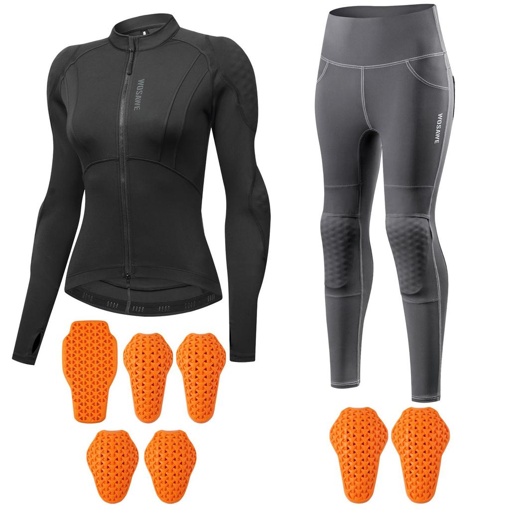 WOSAWE Women's CE-Certified Motocross Slim-Fit Stretch Riding Pants with Soft Pads - Motorcycle Riding Suit