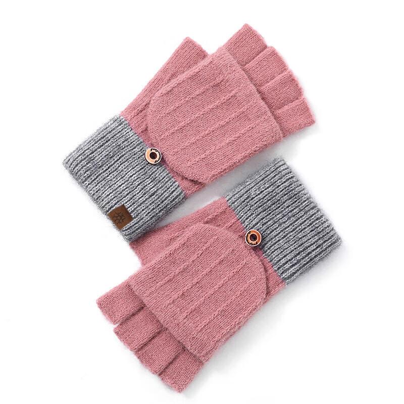 Xi Hong Women's Knitted Winter Half-Finger Fleece Gloves (3-Piece Set)
