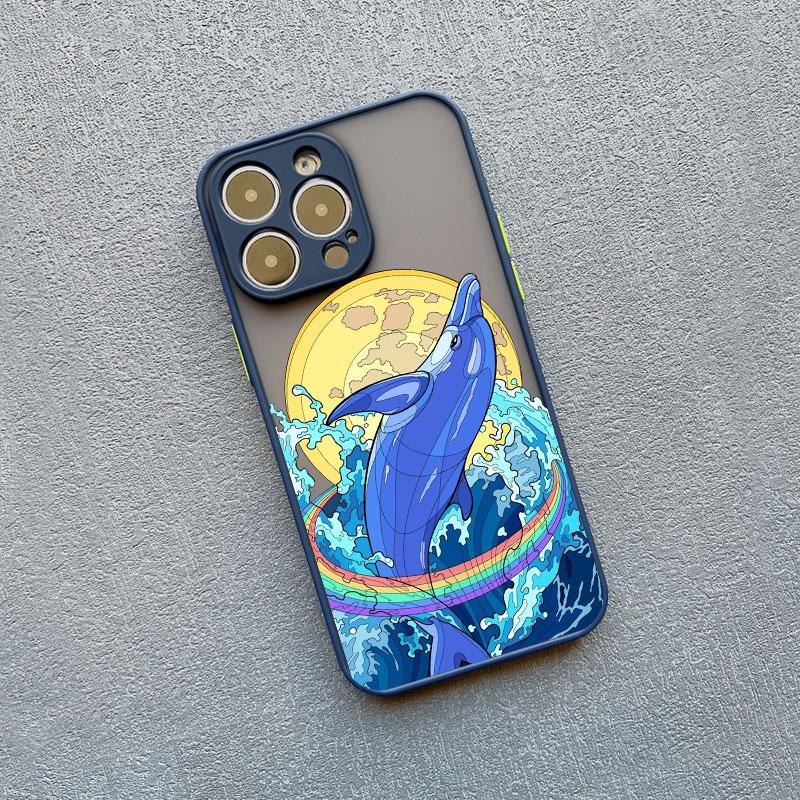 Ocean Animal Cute Dolphin Phone Case For iPhone 15 14 16 Pro Max 7 8 Plus 11 12 13 Pro Max Mini SE2 X XR XS Shockproof Covers