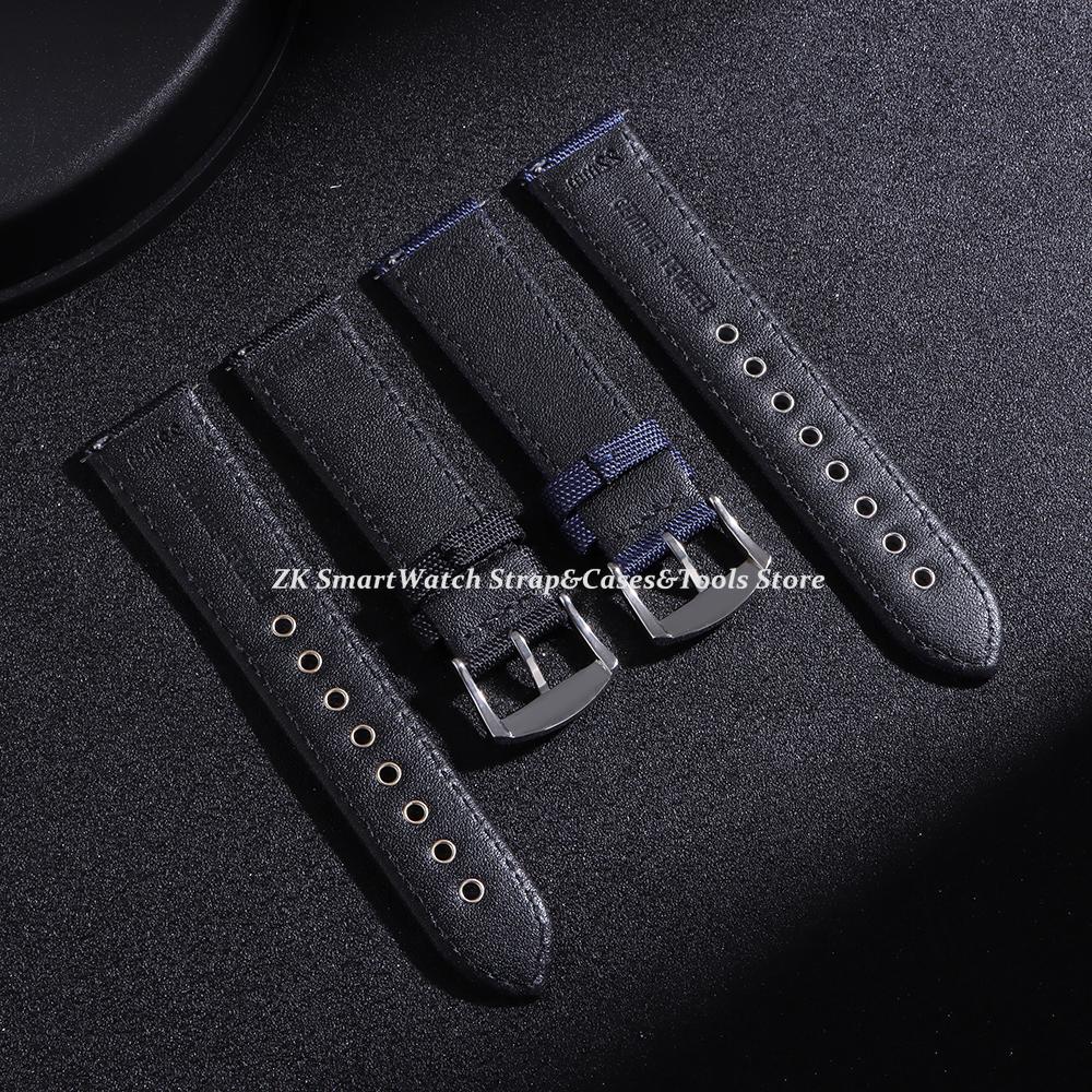 Nylon Canvas Watch Strap 22mm for Seiko Watch Bracelet Hard Waterproof Rugged Wristband Blue Black Metal Ring Bands Accessories
