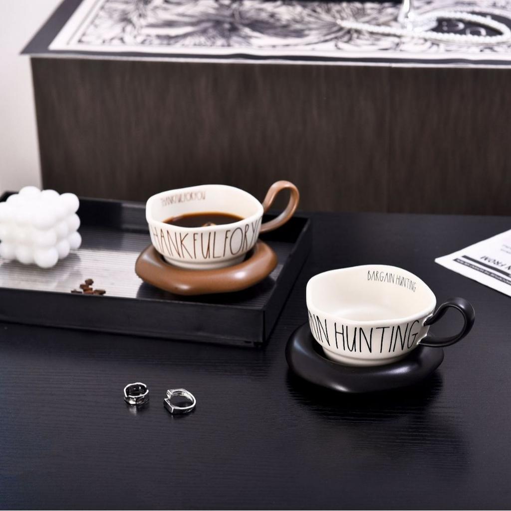 Creative European Ceramic Coffee Mug with Saucer Large Capacity Office Home Breakfast Cup for Milk Tea