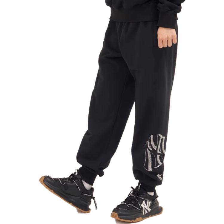 MLB FW23 New York Yankees Solid Color 3D Printed Cuffed Knit Joggers Unisex Joggers Black 3APTB0434-50BKS