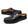 Versatile fashion casual work shoes trendy men's shoes half slippers men's low rubber wear-resistant non-slip sole leather shoes