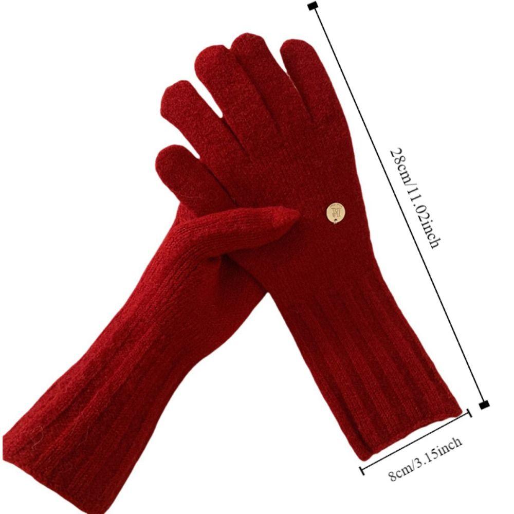 Riding Gloves Keep Warm Full Finger Mittens Wool Knitting Gloves  Autumn and Winter