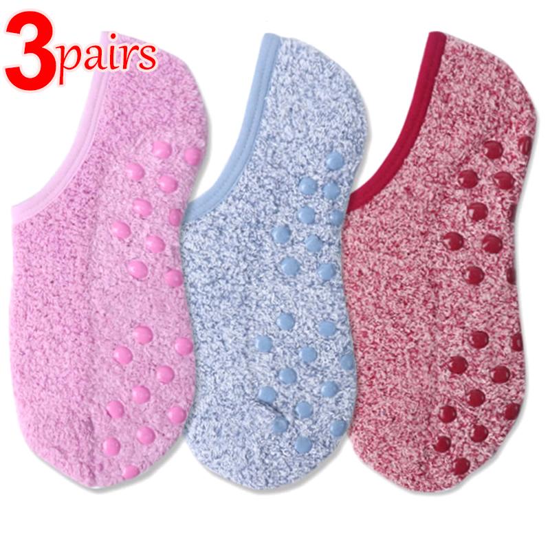 1/3 pary Miękkie Skarpetki z Polaru Koralowego Damskie Pogrubione Pluszowe Zimowe Ciepłe Kapcie Podłogowe do Spania Krótkie Skarpetki Niewidoczne Skarpetki Stopki