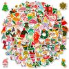 100 New Style Red Christmas Theme Pp Waterproof Stickers Decorate Window Door Gift Water Cup Stickers