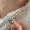 Color Crystal Beaded Bow Necklace Female Niche Design Sense Small Fresh Collarbone Chain Versatile Temperament Neck Chain