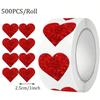 500 Sheets Per Roll - 1-1.5 Inch Heart-shaped Valentine's Day Sticker Closure Stickers with 8 Different Patterns for Gift Decoration