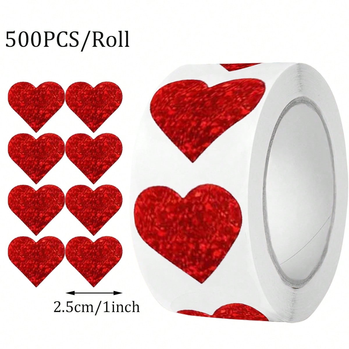 500 sheets per roll - 1-1.5 inch heart-shaped Valentine s Day sticker closure stickers with 8 different patterns for gift decoration