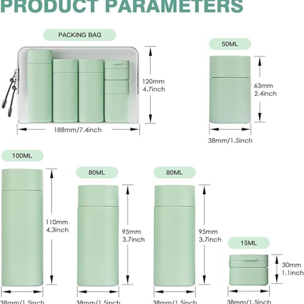 5pcs Travel Cream Dispenser Bottles Set Travel Bottles Toiletry Containers Set, TSA Approved, Travel Essentials