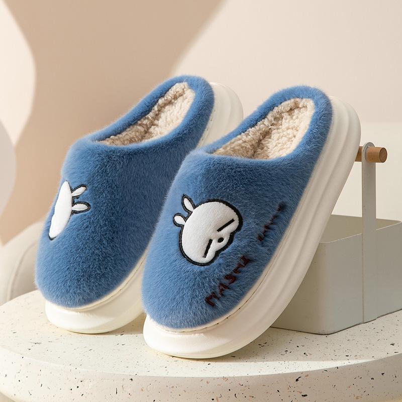 

Thick-bottomed cotton slippers women s winter cute plush home couple new warm winter indoor cotton mop men 44-45 yards
