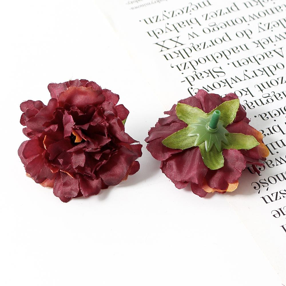 

10/20Pcs 5cm Artificial Rose Flower Silk Flower Heads For Bride s Wedding Decoration Christmas Tree Decor Gift Box Accessories 10PCS темно-червоний колір
