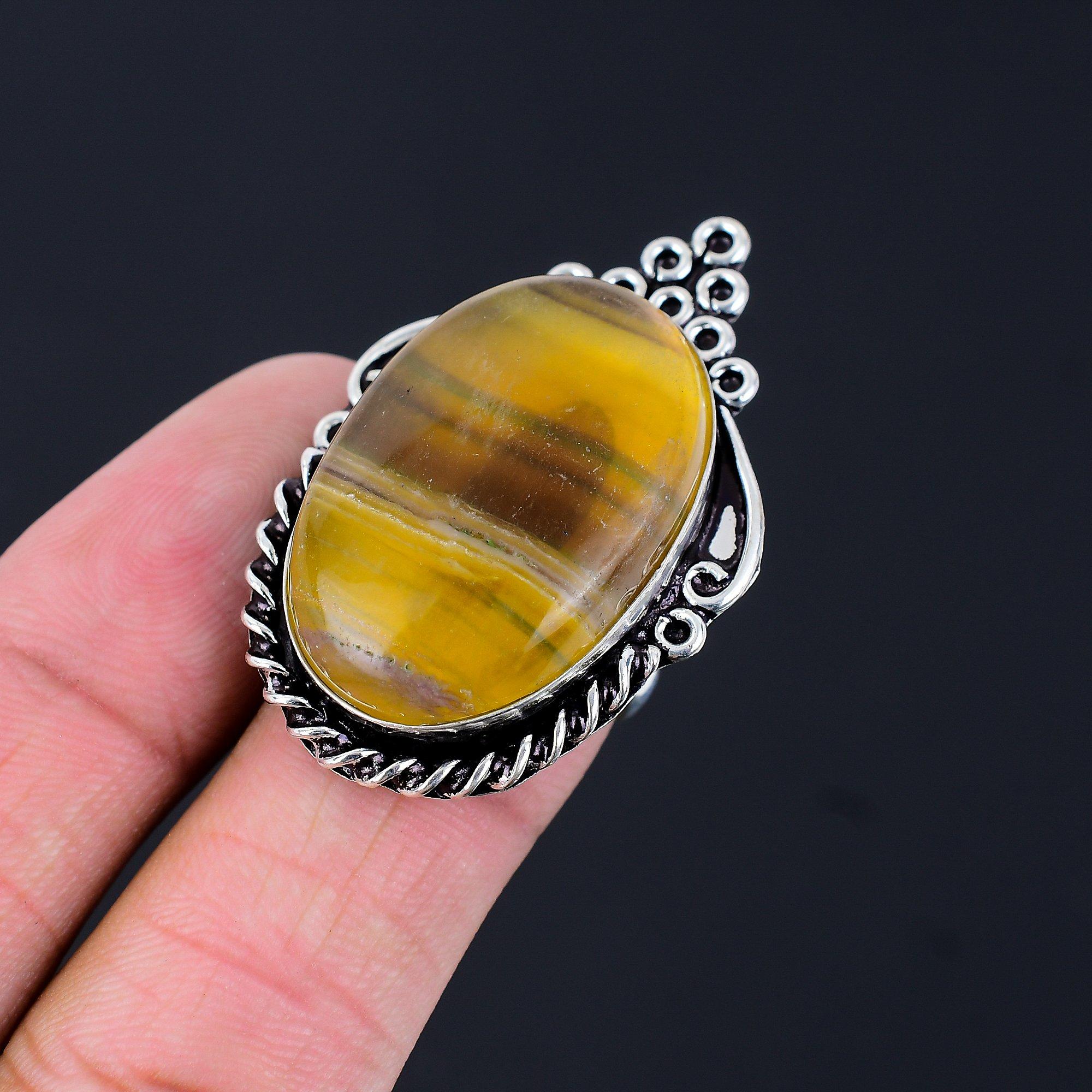 Gift For Her 925 Silver Natural Multi Fluorite Multi Stone Ring Size 6.5 6.5