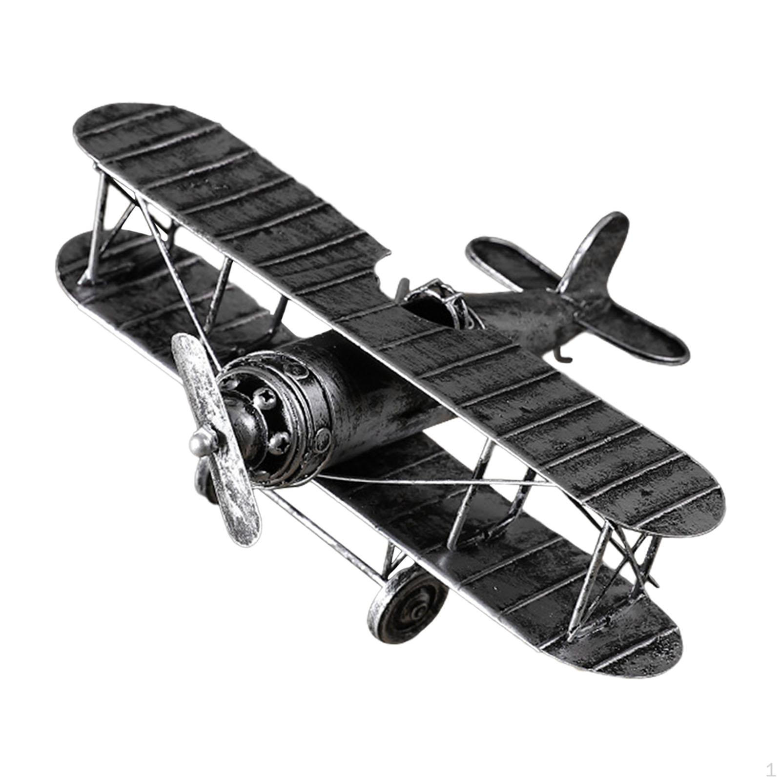 

Украшения для самолетов Модель самолета Отличная сувенирная скульптура Литой металлический самолет Железный биплан серебряный