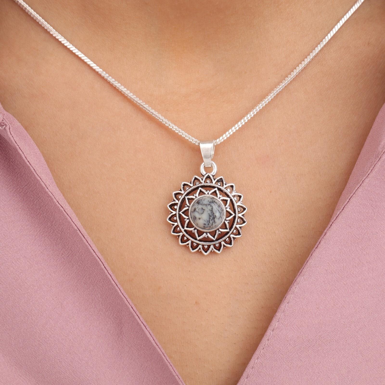 

Dendritic Opal Gemstone 925 Sterling Silver Jewelry Pendant 1.14 For Women Gift CP-30-26