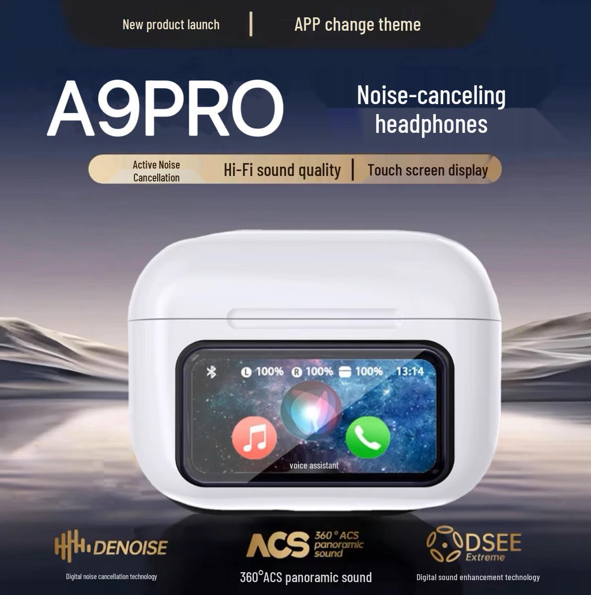 

Беспроводные спортивные наушники A9Pro ANC Bluetooth 5.4 с сенсорным экраном и шумоподавлением