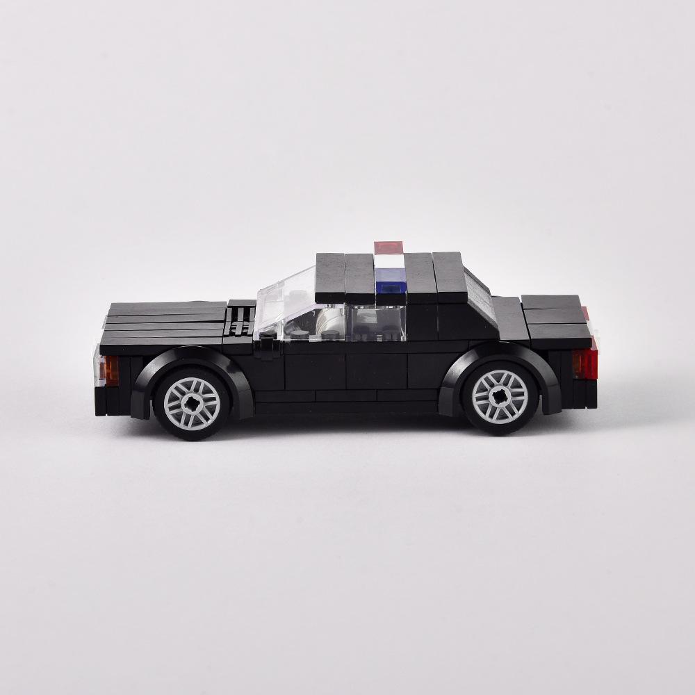 Black Police Car Building Block City Car Model Assembly Toy Compatible Small Particle Set