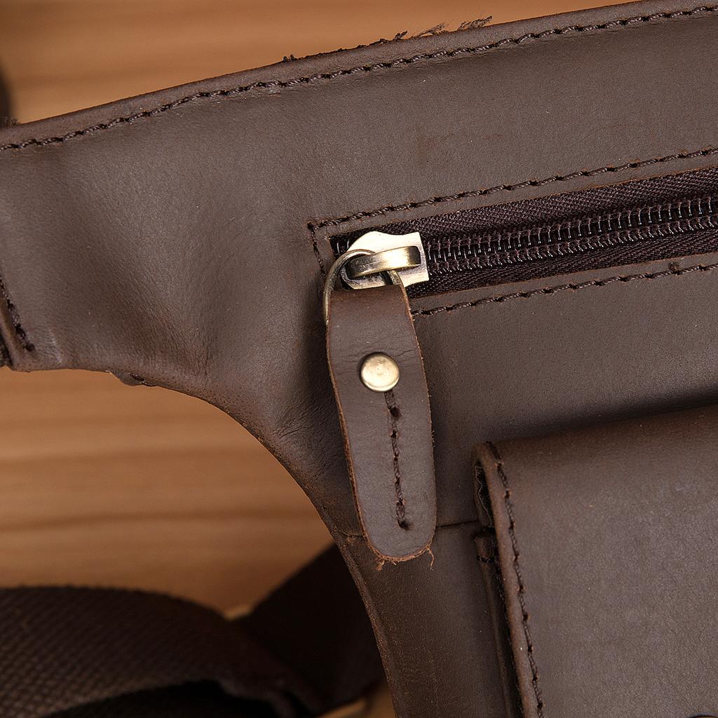 Crazy Horse Leather Men's Vintage Travel Fanny Waist Belt Bag Pack Satchel Sling Bag Design Phone Cigarette Case Pouch Male