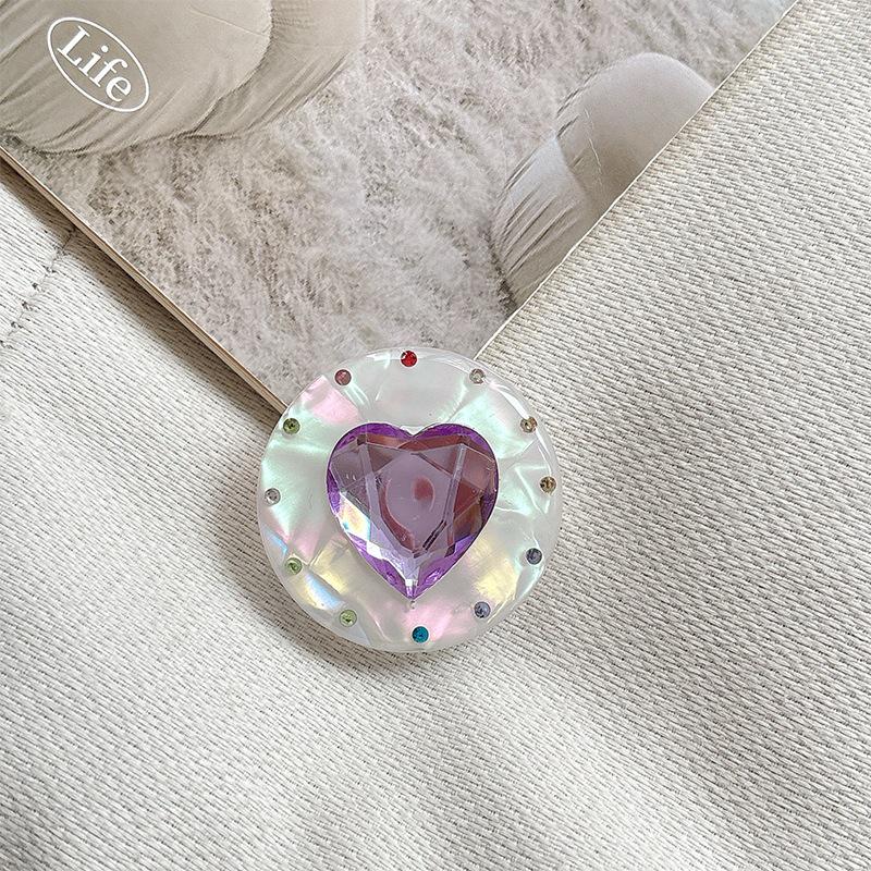 Japanese Rhinestone Phone Holder: Magnetic Heart Ring for Desktop Viewing