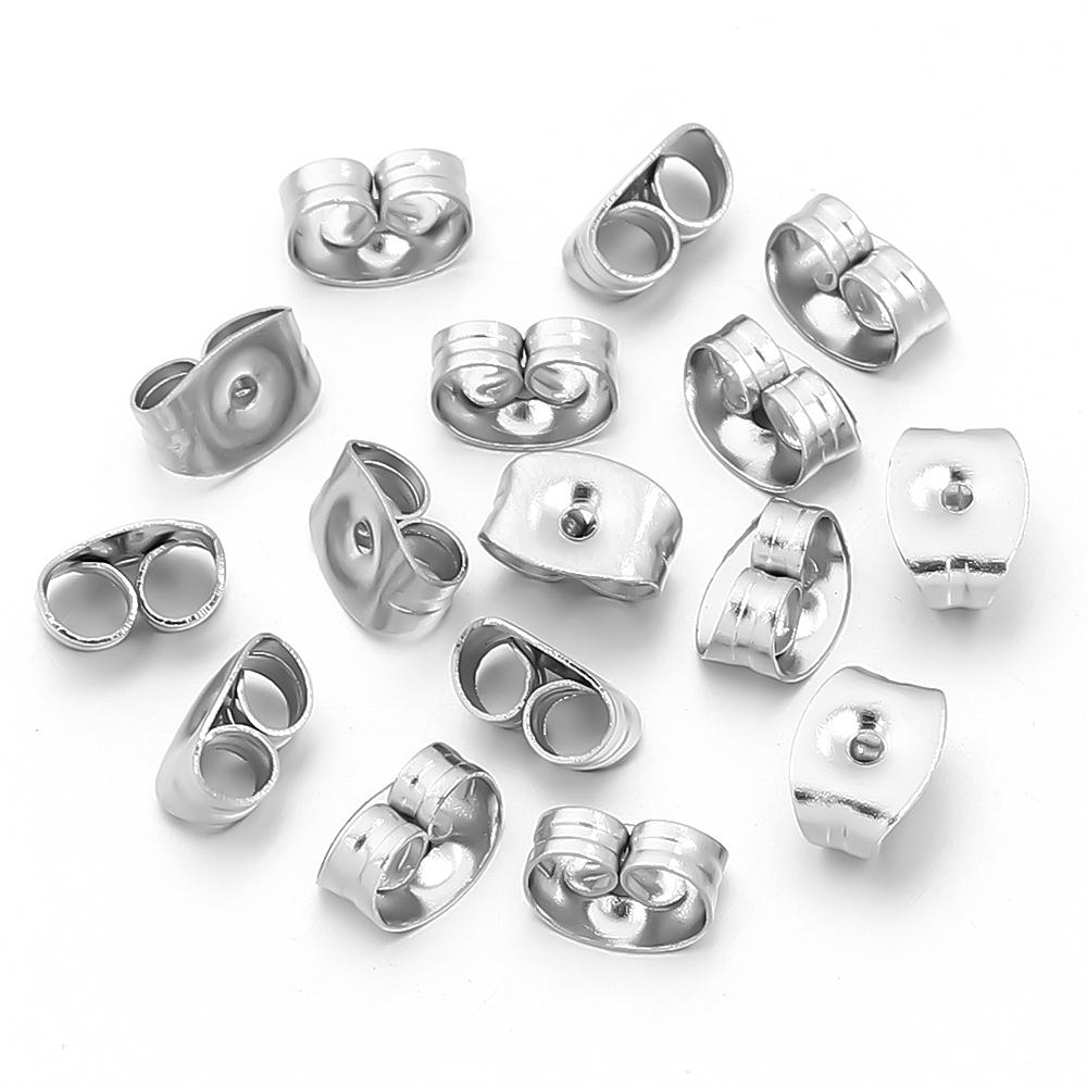 

100-200pcs 4.5x6mm Stainless Steel Butterfly Earring Safety Back Stopper Metal Ear Studs For Jewelry Making DIY Earring Supplies