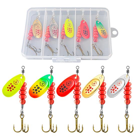 5Pcs Fishing Metal Spinners Lures with Treble Hook Mini Size Portable Wobbler Jigging Spoon Lures Fishing Accessories