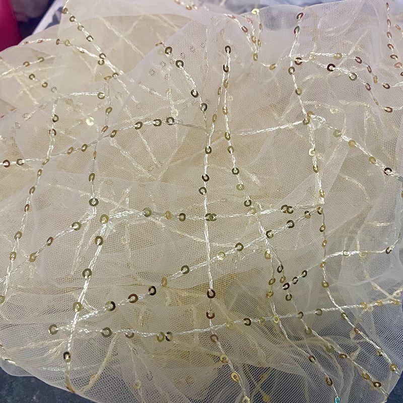 

Openwork Lace Sequin Fabric Sheer Netting for DIY Wedding Tablecloth Background Decoration Party Costumes 100CMX122CM абрикосовий