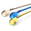4Pcs Multicolor Long Straw Spoon 18/10 Stainless Steel straight Reusable Straw Bar Party Cocktail Coffee Stirring Drinking Spoon
