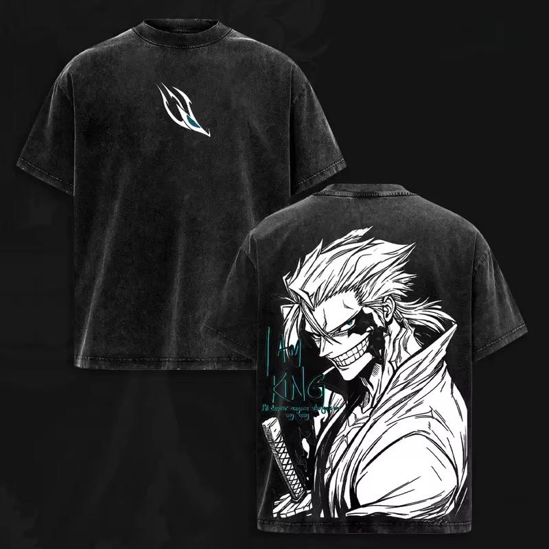 Japan Classic Hotblooded Anime BLEACH Graphic Print Tshirt Unisex Women Retro Washed Oneck Cotton Summer New Tee Oversized Top