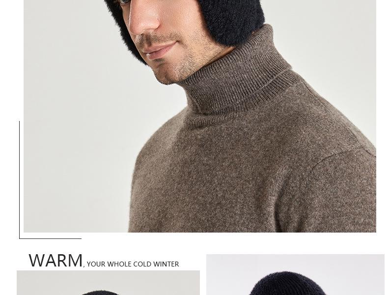 Unisex Winter Warm Plush Knit Wool Hat with Ear Protection