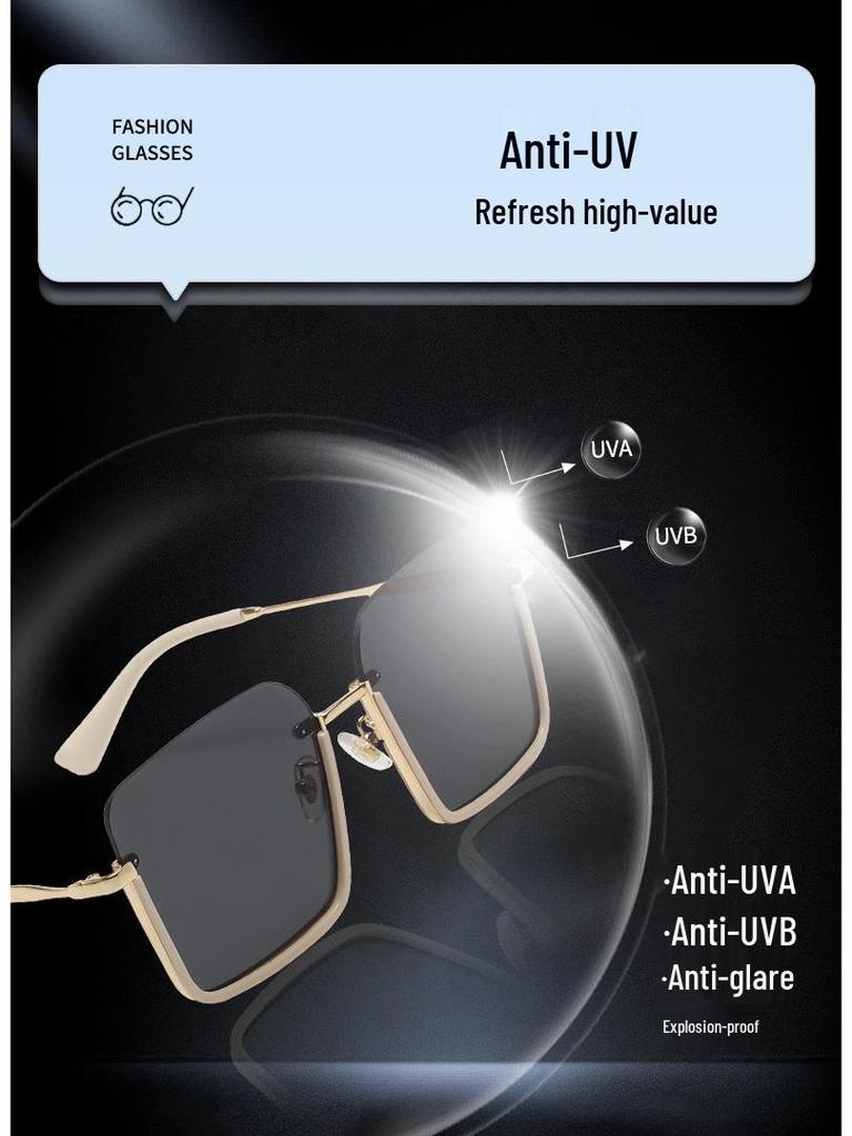 2025 Trendy Women's Large Square Sunglasses - Korean Style, Anti-UV, Face Slimming Design