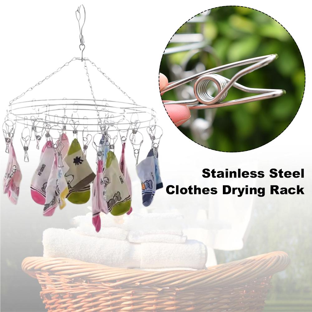 Stainless Steel Windproof Clothespin Laundry Hanger Peg Airer Clip Clothesline Drying Clothes R T9Z5