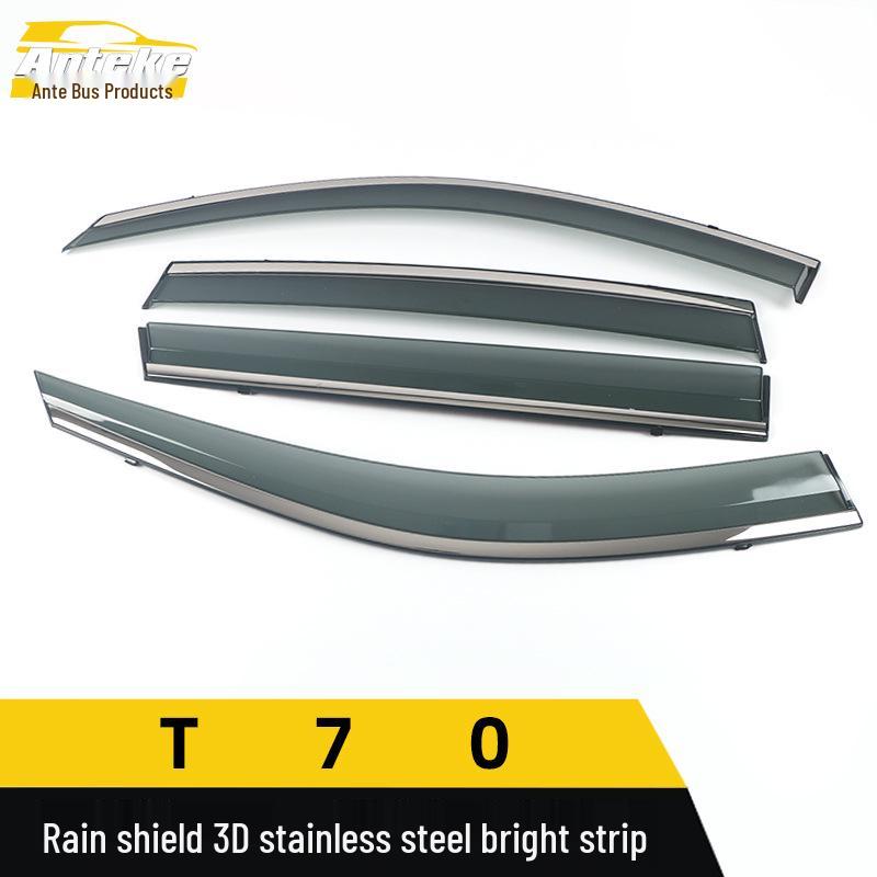 Mustang T70 Rain Deflector 3D Stainless Steel Bright Strip Shield - Car Exterior Accessory