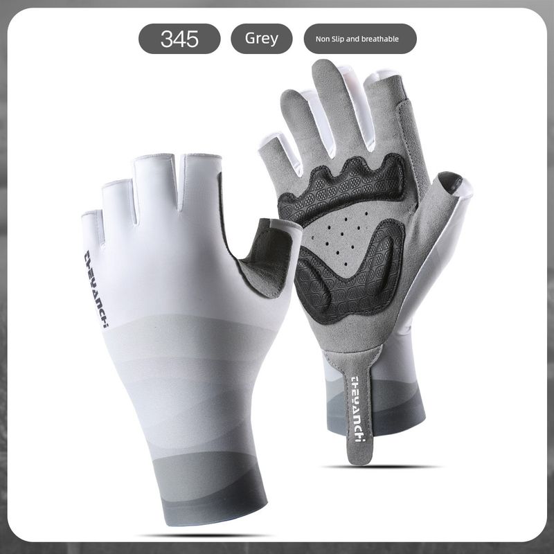 

Long Half Finger Cycling Gloves Sun Protection Non-Slip Breathable Shock Absorption Sports Outdoor Fishing Road Bike Cycling 345 Gray M