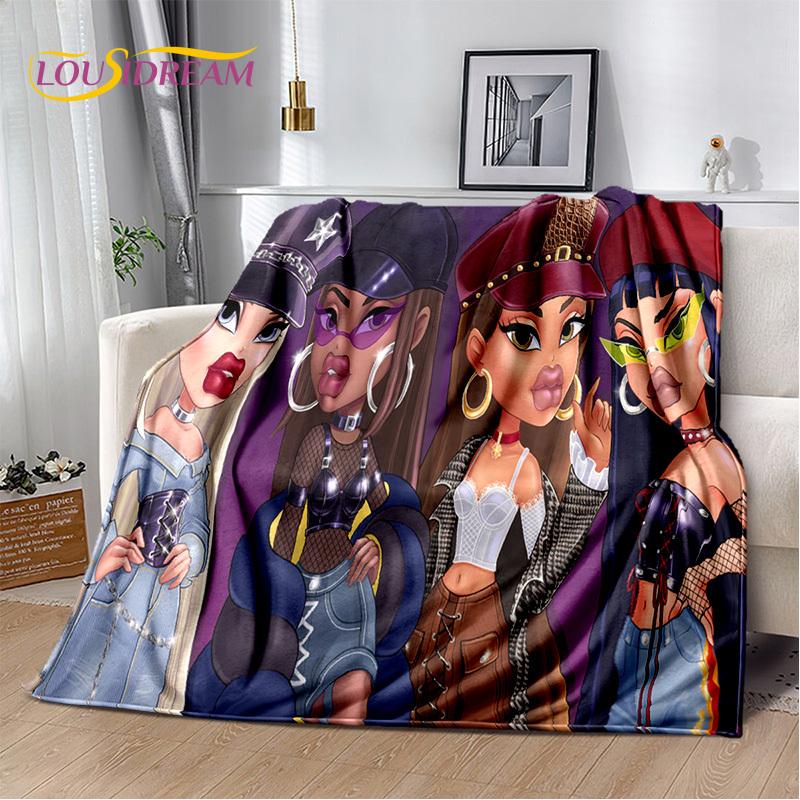 Cartoon Bratz Doll Girls 3D Printed Soft Blankets,Keep Warm Throw Blanket Comfortable Blanket for Picnic Beds Sofa Home Bedroom