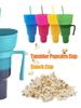 1 Kreativer Popcorn-Snack mit Henkel All-in-One-Getränkebecher Wasserbecher Strohhalmbecher