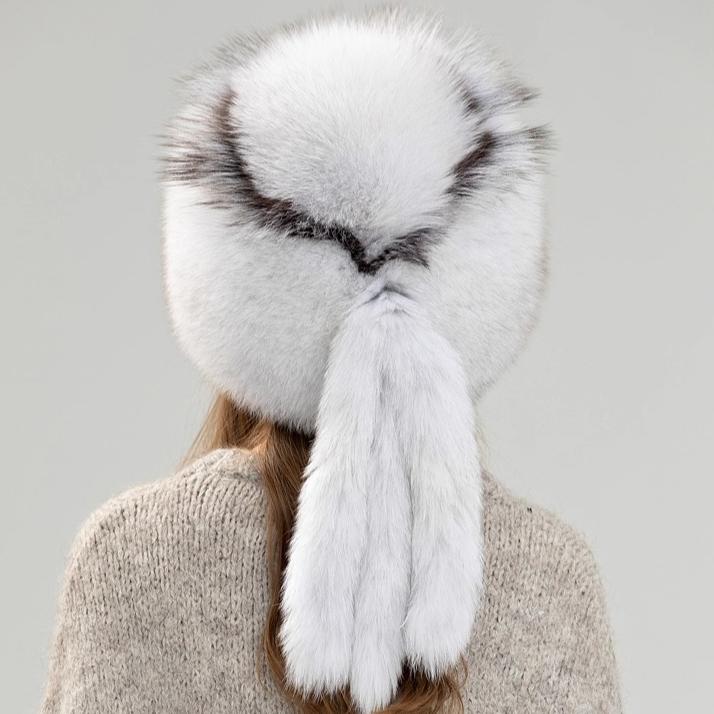 Fox Fur Hat Women's New Winter Warm Mongolian Hat Thickened Outdoor Skiing Fur Hat Shows A Small Face
