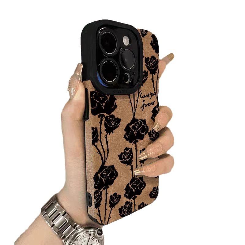 Fur Branches Black Rose Apple 16 Couple Phone Case 15 Promax Premium