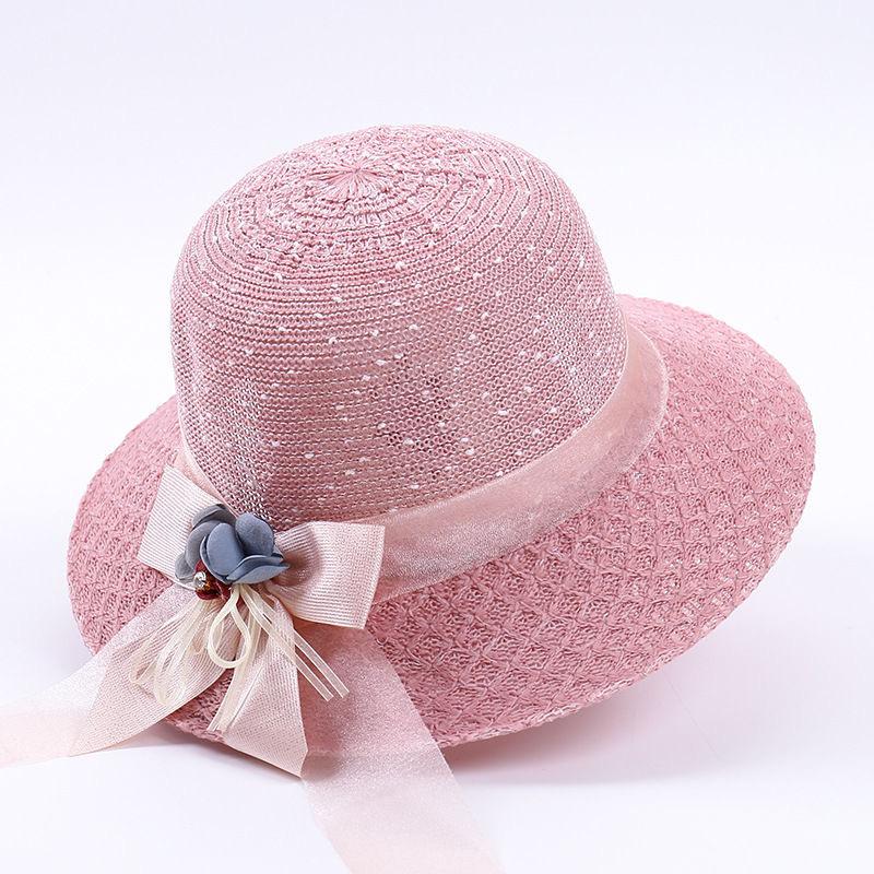 Summer Sun Beach Hat for Sun Protection and Sun Protection, Seaside Bow-shaped Dome Woven Straw Hat