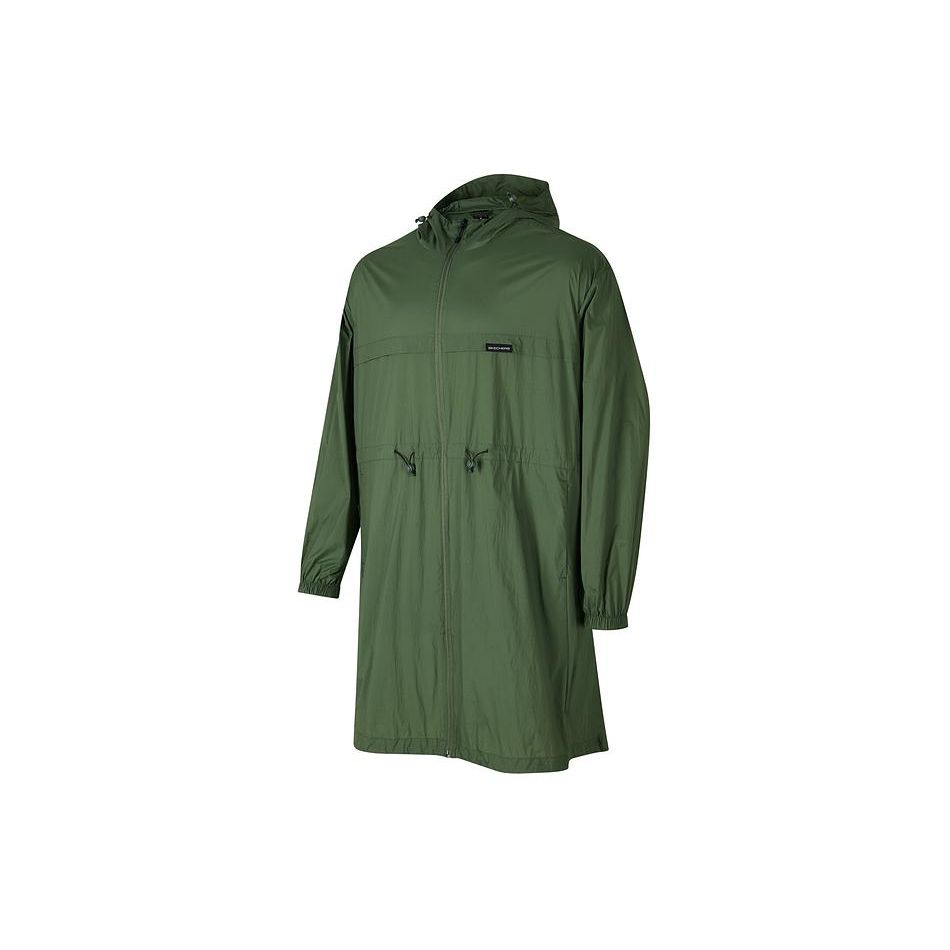 Skechers Solid Color Zip-Up Hooded Mid-Length Sun Protection Jacket Men jackets Copper-Green P224M033-03QK