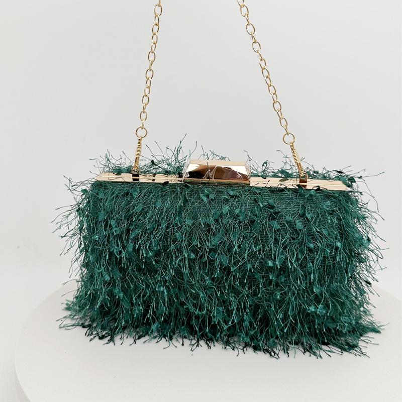 

Korean style wedding clutch purse handbags with tassel new fashion crossbody shoulder sling bag women trendy designer purse зелёный