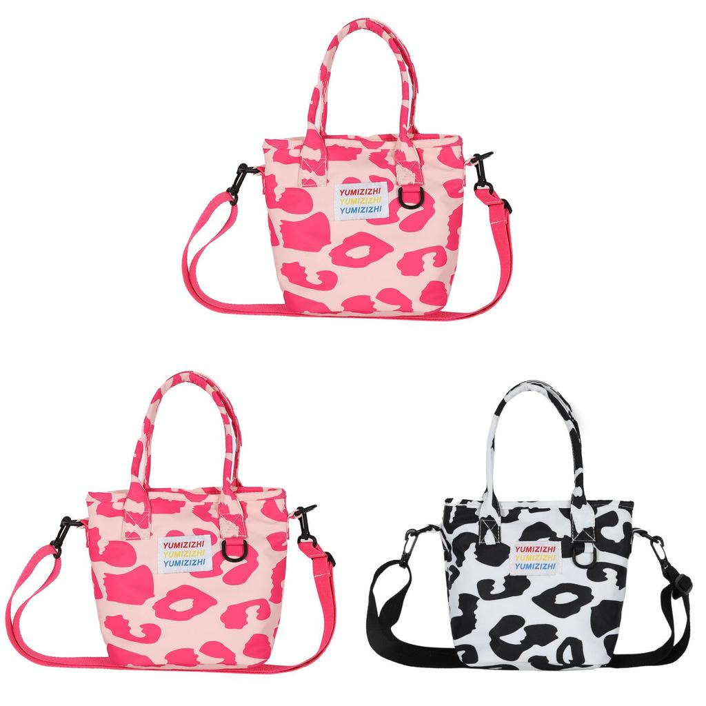 Pink Cow Pattern Crossbody Bag With Polyester Lining For Womens Fashion