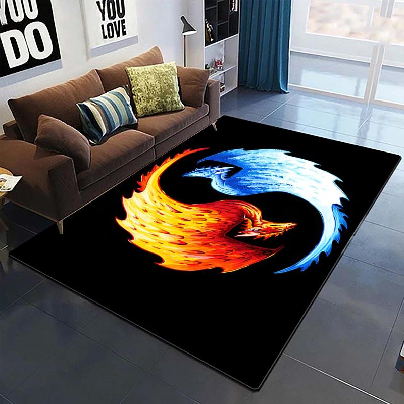 Modern Chinese Koi Tai Chi Yin Yang Area Rug Living Room Carpet for Children Play Home Deco Anti-slip Floor Mat and Carpets Gift