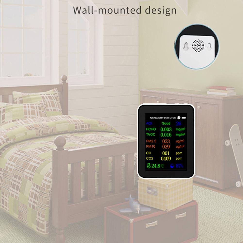 WIFI Luftkvalitetsmätare 10 in1 PM2.5 PM10 HCHO AQI Temperaturfuktighetsmätare