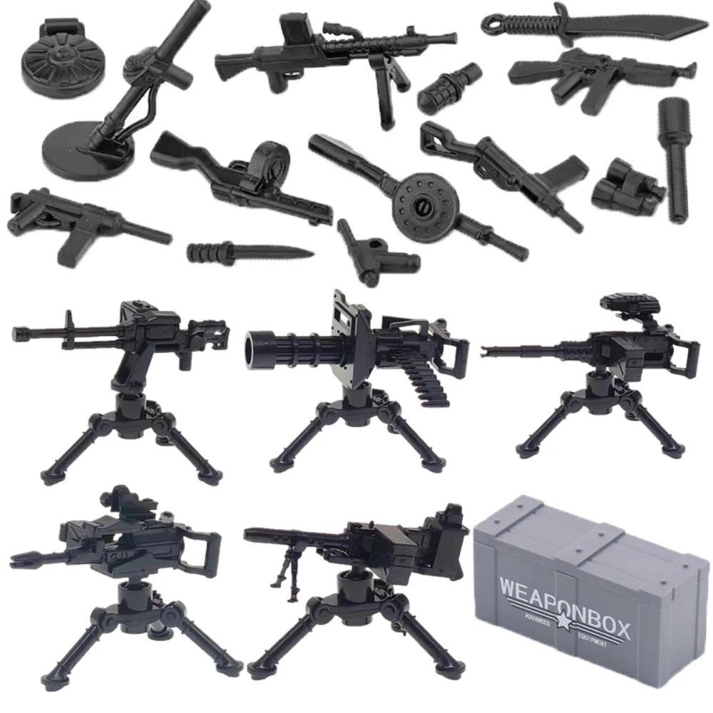 WWII Building Blocks Military Weapons Police Soldier Figure Accessories Model Brick Gun Cannon Launcher Bunker Outpost Toy X017